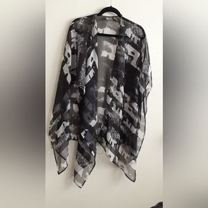 Additions by Chico Black & white sheer wrap/cover up. OS (one size)